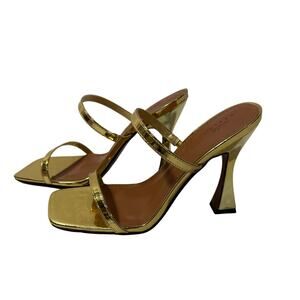 ASOS DESIGN Nasia Heeled Mules in Gold - US Size 10 Wide